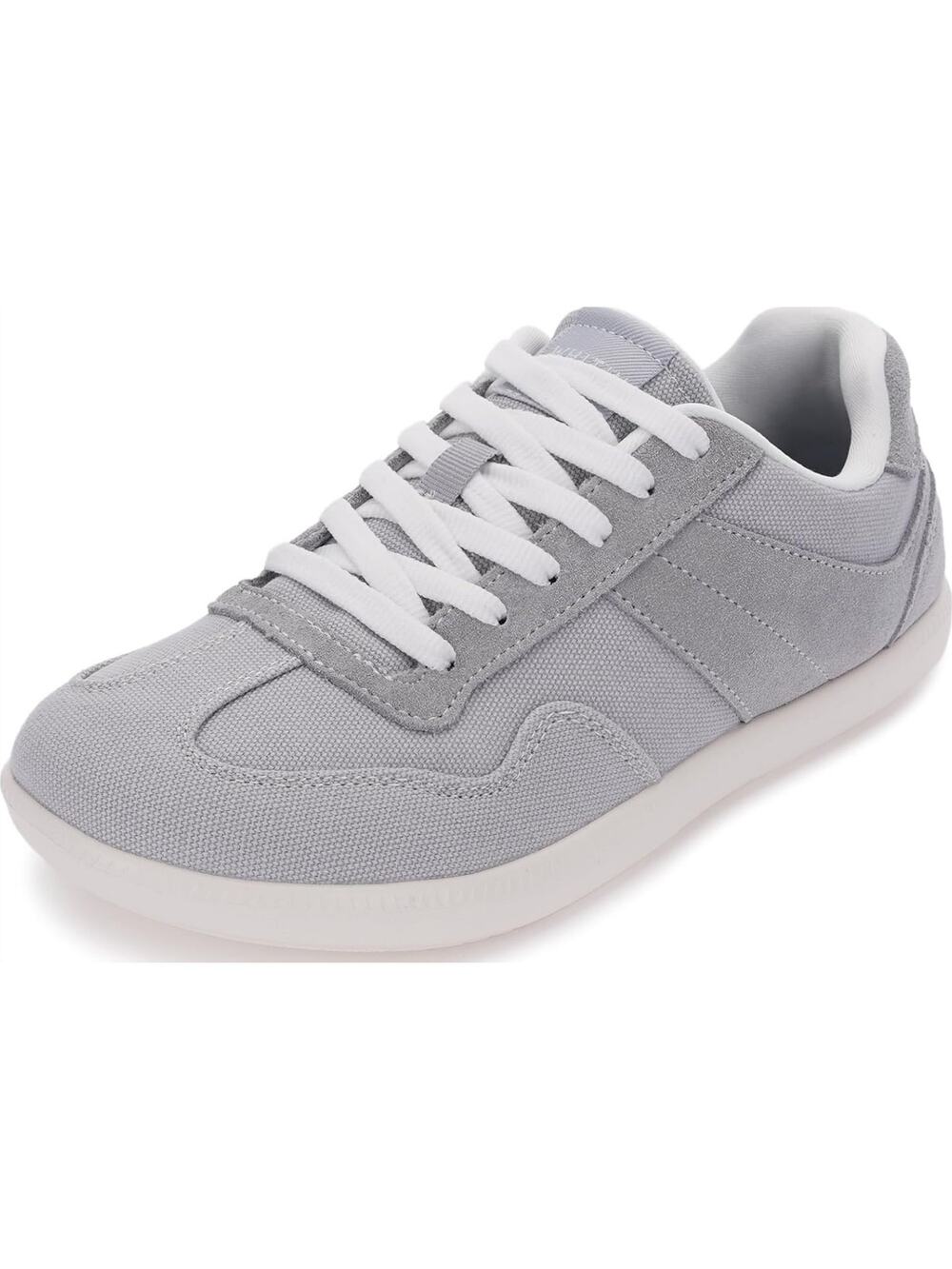 Whitin Feather Sneakers Wide Toe Box Canvas Lace Up Zero Drop Sole Gray 9
